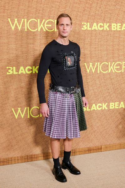 Alexander Skarsgård's Custom Chopova Lowena Outfit Pays Tribute to Olivia Colman