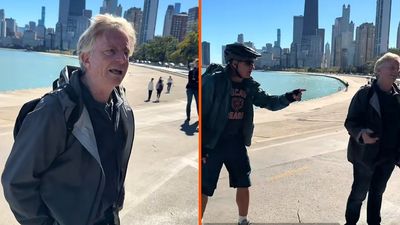 An argument over a kid in an Illinois bike lane turned political, and the woman filming it never said a word