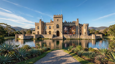 Australian builder creates a medieval castle home for his son with a moat and gargoyles