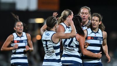 Cats win bruising AFLW clash with Dockers as Lions roar