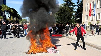 Violent protests shake Tirana as police use tear gas and water cannons against demonstrators