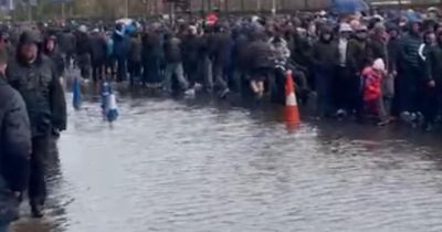 WATCH: Rangers supporters battle Ibrox flooding as club issues warning