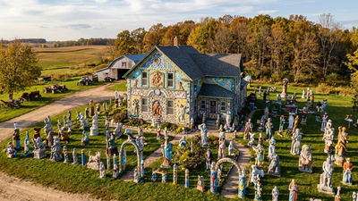 Wisconsin farmer turned his farmhouse into a colourful sculpture garden after an injury
