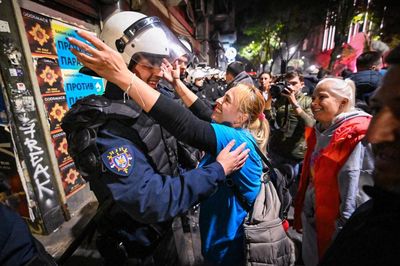 ‘This is a symbol for Europe’: streets of Belgrade resound with joy after Vučić defeat