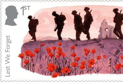 Poppy-coloured stamp set honours armed forces