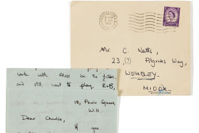 Brian Jones’s letter asking Charlie Watts to join Rolling Stones to be auctioned