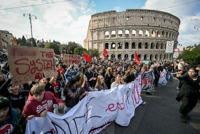 Armoured vehicles deployed near Colosseum as major protests sweep Italy