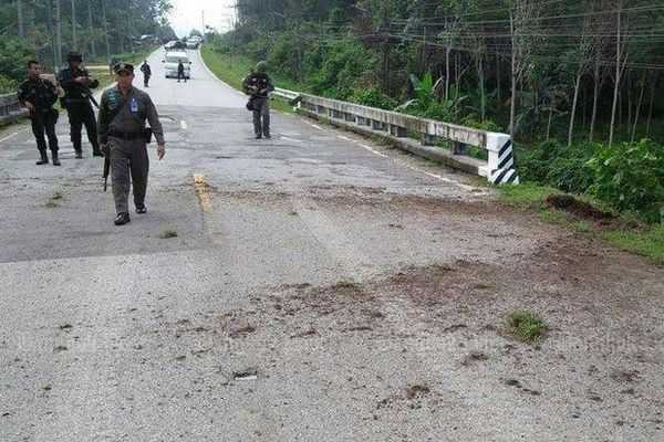 Buried bomb blast targets five rangers