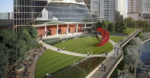 Whatever happened to Santiago Calatrava’s leafy red sculpture at River Point?