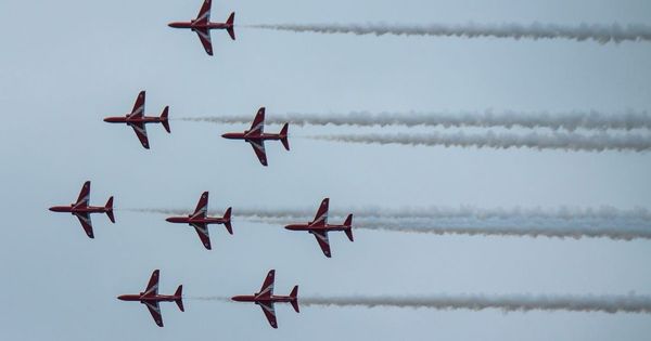 Red Arrows are flying over England today - where you can see them