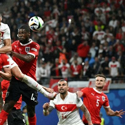 Austria captain Marcel Sabitzer hit in face by object thrown from crowd during ugly scenes in Turkey clash