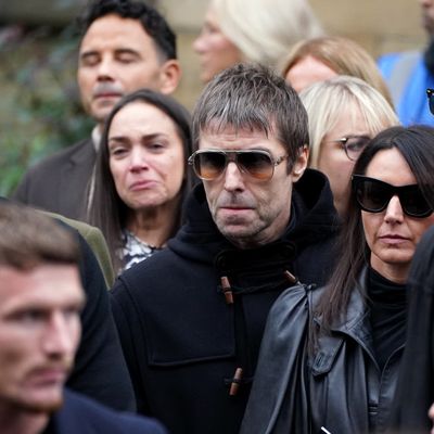 Liam Gallagher sends off Ricky Hatton with kiss aimed at his sky-blue coffin